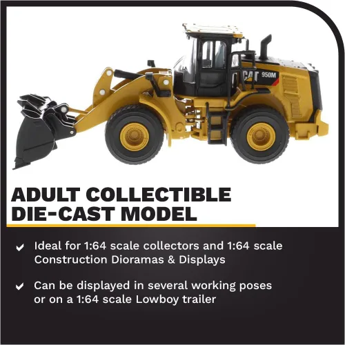 Miniatura 3 de 1/64 Hybrid Collection Series CAT 950M Cargador de ruedas Tenedor largo y cubo (2 troncos incluidos)