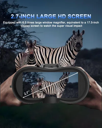 Miniatura 5 de Gafas de visión nocturna montadas en la cabeza, prismáticos de visión nocturna 4K para adultos con pantalla de 2.7 pulgadas, tarjeta TF de 32 GB
