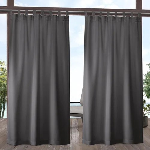 Exclusive Home - Par de cortinas para interior/exterior tipo cabaña, con tablón de gancho y bucle, de color sólido, con filtro de luz, 54" x 96",