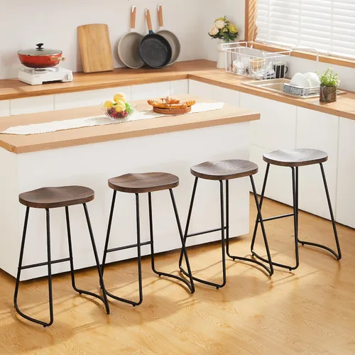 Miniatura 16 de HeuGah Juego de 2 taburetes de bar, taburetes de bar de 26" de altura de mostrador con pata de metal, taburetes de bar rústicos sin respaldo