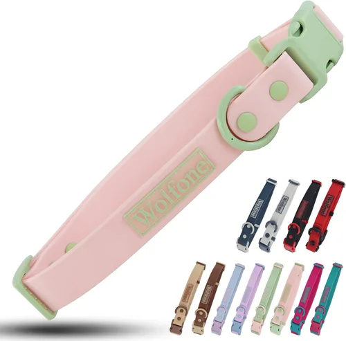 Miniatura 9 de Wolfone - Collar impermeable para perros con hebilla de liberación rápida, collar ajustable lindo para perros, cómodo, resistente, duradero, a Verde
