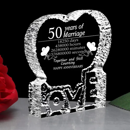 Miniatura 3 de ZHSHWAT Regalos de cristal para aniversario de boda, 50 aniversario de boda, San Valentín, regalos de la madre para mujeres, hombres, mamá, papá