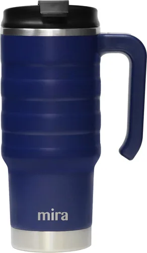 MIRA Taza de viaje aislada de 24 onzas, taza de café de acero inoxidable con tapa abatible y asa a prueba de derrames, vaso para automóvil