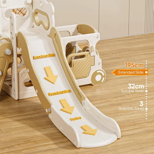 Miniatura 6 de Lischwert Tobogán 5 en 1 para niños, juego de toboganes de interior para niños, juego independiente de tobogán al aire libre, parque infantil
