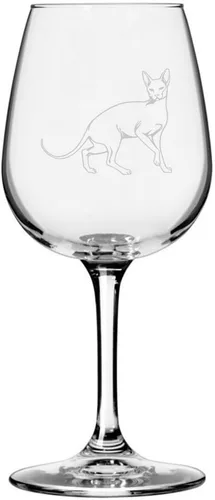 Miniatura 84 de Copa de vino de 12.75 onzas con temática de gato abisinio grabada para todo uso