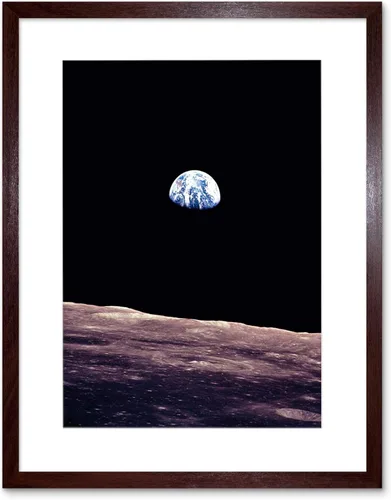 Espacio Foto Planeta Tierra Superficie Lunar Luna Cool USA Impresión Enmarcada F12X6358 Marrón