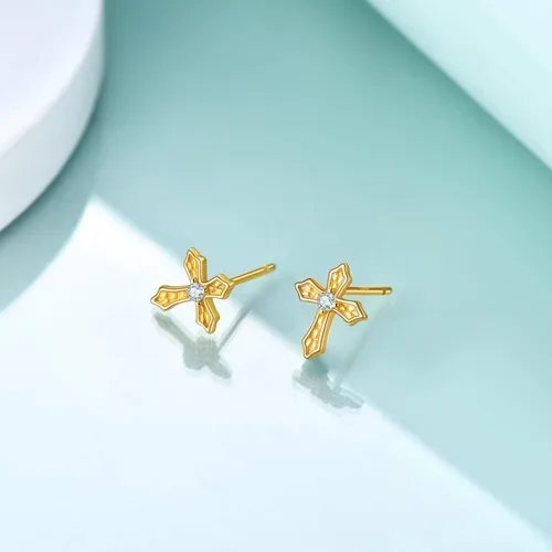 Miniatura 2 de Rnivida Aretes de plata de ley 925 con cruz para mujer
