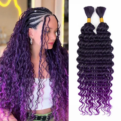 Miniatura 54 de Cabello bohemio para trenzar de 18 pulgadas, 2 paquetes de cabello ondulado profundo a granel para trenzas bohemias, sin trama, extensiones
