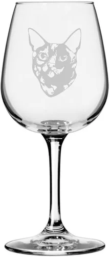Miniatura 13 de Copa de vino de 12.75 onzas con temática de gato abisinio grabada para todo uso