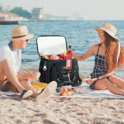 Miniatura 9 de RealCool Bolsa térmica suave de 35/45 latas, hielera plegable aislada a prueba de fugas, lonchera grande para hombres y mujeres, enfriador de lados