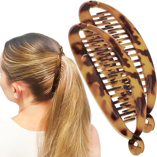 Miniatura 27 de Camila Paris CP3133 - Peine de pelo con clip de plátano francés de 4.5 pulgadas, para niñas, estilo clásico, flexible, para cola de caballo Beige