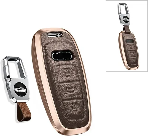Miniatura 9 de SANRILY Funda de llave para Audi 2020 2021 de cuero de metal, Negro