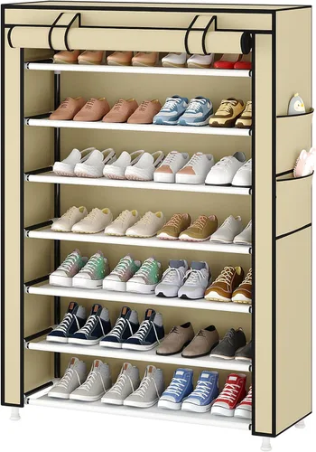 Miniatura 16 de Laiensia Organizador vertical para zapatos de 5 niveles, organizador de almacenamiento de zapatos que ahorra espacio, cubierta no tejida, estante