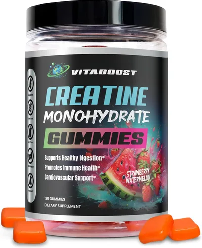 Miniatura 8 de VitaBoost Gomitas de creatina de 0.18 onzas - Monohidrato de creatina natural para hombres y mujeres - Delicioso sabor a fresa y sandía - Aumenta