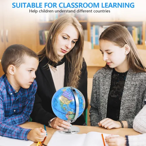 Miniatura 5 de KISEER Globo del mundo giratorio de 6 pulgadas con soporte de metal pesado para niños, geografía, aula, educación u oficina, decoración del hogar