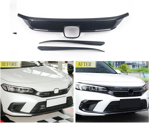 Miniatura 2 de Accesorios de coche para capó de parrilla superior delantera exterior para Honda Civic 11ª generación 2022 2023 2024 2025 2026 ABS 3 piezas