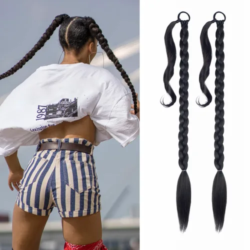 Miniatura 11 de Extensión de cabello sintético suave y natural para mujer, 34 pulgadas, 4.63 onzas, color rosa