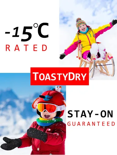 Miniatura 7 de SATINIOR 2 pares de guantes de nieve para niños, impermeables, guantes de esquí de invierno cálidos y gruesos para niñas y niños