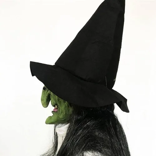 Miniatura 7 de DULRLLY Máscara de anciana aterradora para Halloween, máscara de bruja de látex espeluznante con ojos rojos, máscara de bruja de cabeza completa