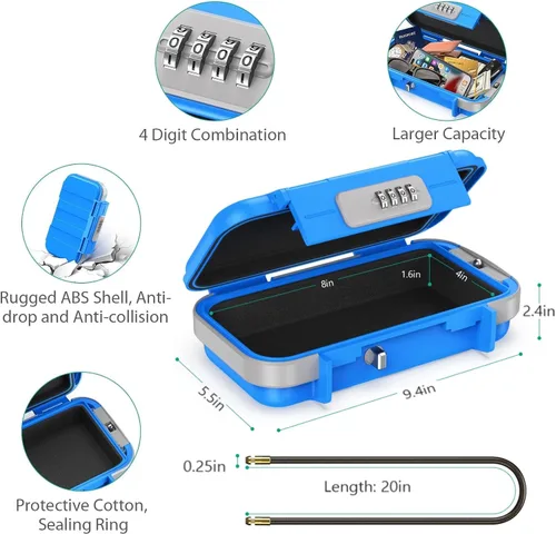 Miniatura 3 de ORIA Funda de seguridad portátil, caja de seguridad portátil, caja de seguridad con combinación de 4 dígitos, caja de seguridad para teléfonos