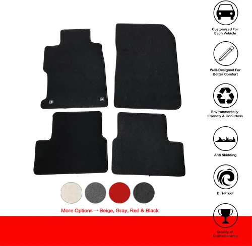 Miniatura 2 de Alfombrillas compatibles con Honda Civic Coupe 2012-2015, 4 alfombras delanteras de nailon negro para protección de suelo interior IKON MOTORSPORTS