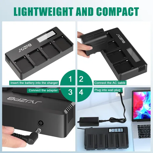 Miniatura 7 de JYJZPB Cargador rápido NPF de 4 canales para cargador de batería Sony NP-F970, NP-F550, NP-F570, NP-F750, NP-F770, NP-F930, NP-F950, NP-F960 Batería
