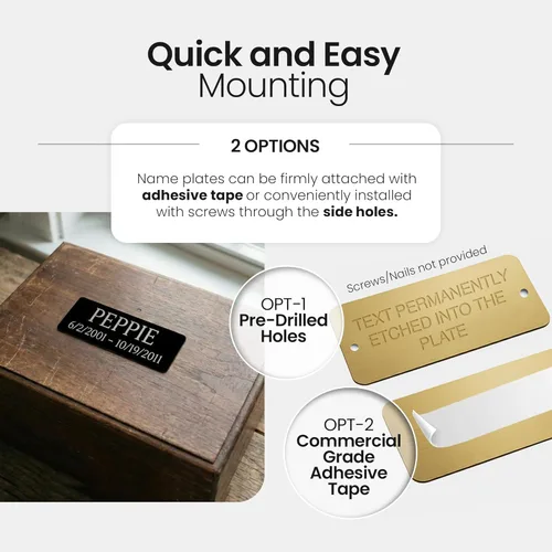Miniatura 6 de Placas de identificación personalizadas, placa grabada de latón macizo, aluminio grabado/grabado, etiqueta de identificación con adhesivo, agujeros