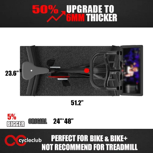 Miniatura 2 de Cycleclub Alfombrilla de bicicleta compatible con bicicleta Peloton, elíptica, alfombra de cinta de correr, 0.236 in de grosor, almohadilla
