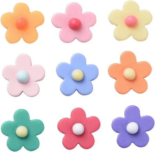 Miniatura 16 de Ipotkitt 100 dijes de resina opaca con diseño de flores, abejas y mariposas, con parte trasera plana, para álbumes de recortes, accesorios