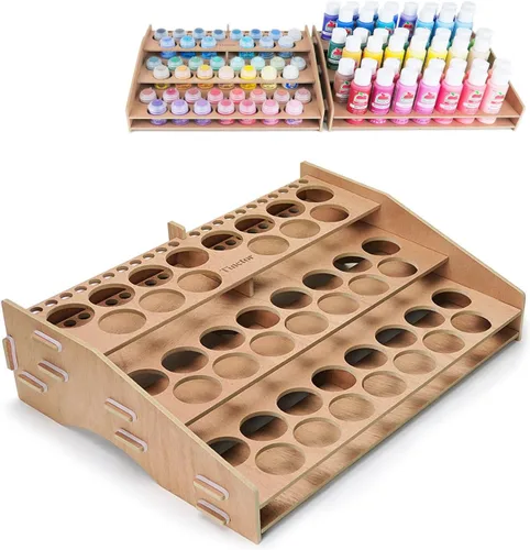 Miniatura 6 de tinctor Soporte de Pincel de Pintura de Madera para 44 Pinceles - Soporte de Escritorio Organizador de Pinceles, Estante de Sujeción