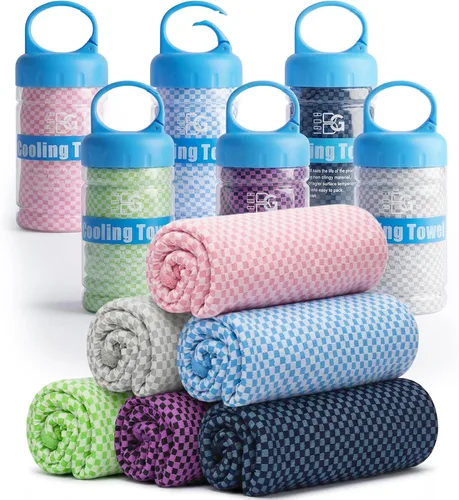 Miniatura 15 de BOGI Toallas refrescantes para cuello y cara, toalla suave y transpirable para enfriamiento instantáneo, se mantiene fresca para yoga, deportes, Azul