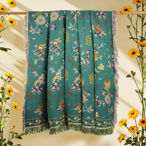 Miniatura 8 de VANJOROY - Manta bohemia de 100% algodón orgánico, transpirable, ultrasuave, decoración rústica, manta decorativa con diseño floral para todas