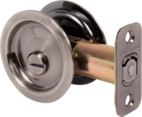 Stone Harbor Hardware Cerradura de puerta de bolsillo redondo, función de privacidad, fondo de 2-3/8", níquel antiguo