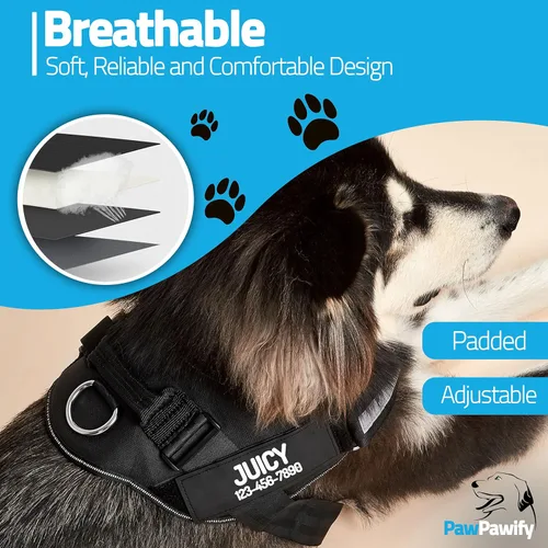Miniatura 3 de Arnés personalizado sin tirones para perro con 2 parches personalizados para nombre y teléfono, chaleco reflectante transpirable para mascotas
