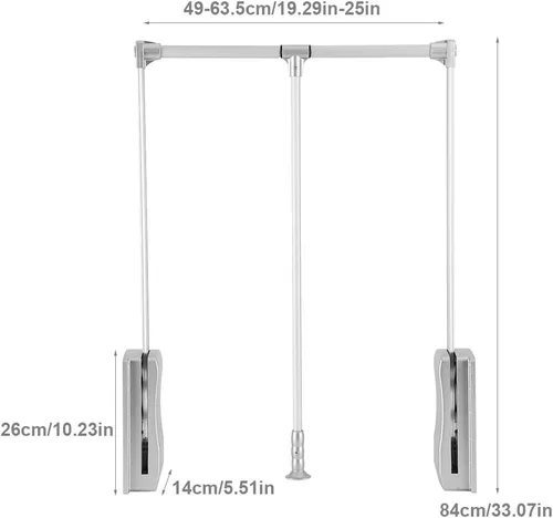 Miniatura 5 de Barra de armario extraíble, organizador de armario ajustable, riel de ropa para colgar ropa resistente, colgador de barra de ropa suave, ahorro