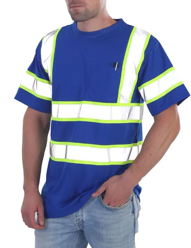 Miniatura 12 de sesafety Camisas de alta visibilidad para hombre clase 3 Hi Vis, camisetas reflectantes de construcción para hombres con bolsillo, camisetas