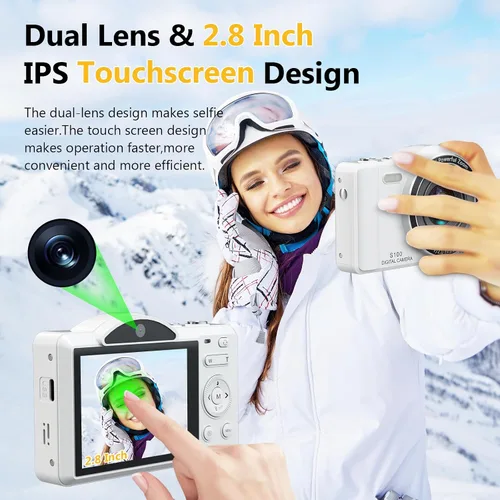 Miniatura 2 de Cámara digital para fotografía – WiFi 4K 75MP Vlogging Cámaras para YouTube, pantalla táctil enfoque automático apuntar y disparar cámara digital