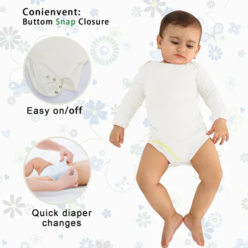 Miniatura 2 de Rayón de bambú bebé body para niñas niños manga larga durmientes con puños de manoplas