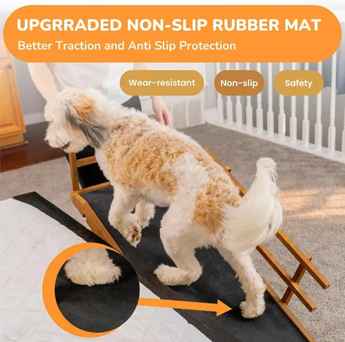 Miniatura 2 de Rampa para Perros para Cama, Rampa Ajustable de 5 Niveles para Camas Altas, Rampa de Alta Tracción con Alfombrilla de Goma de Actualización