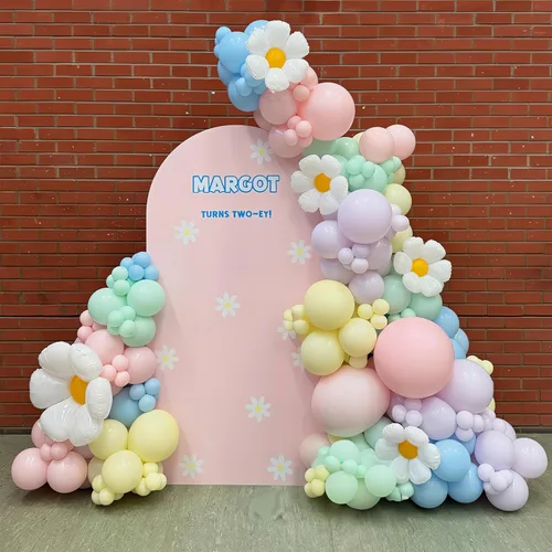 Miniatura 8 de HILAVO Kit de Arco de Globos Pastel Macaron Rosa Azul Verde Morado Amarillo Color Pastel Arcoíris Confeti Globos de Látex Guirnalda para Pascua