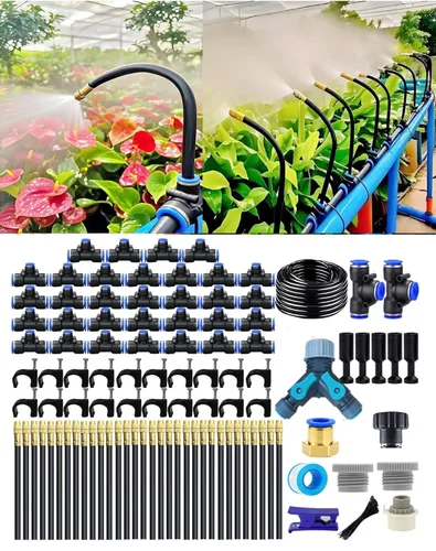 Miniatura 8 de Kit de riego por goteo, sistema de riego automático para plantas en maceta, microaspersores de cobre ajustables de 360 grados, accesorios de tubería