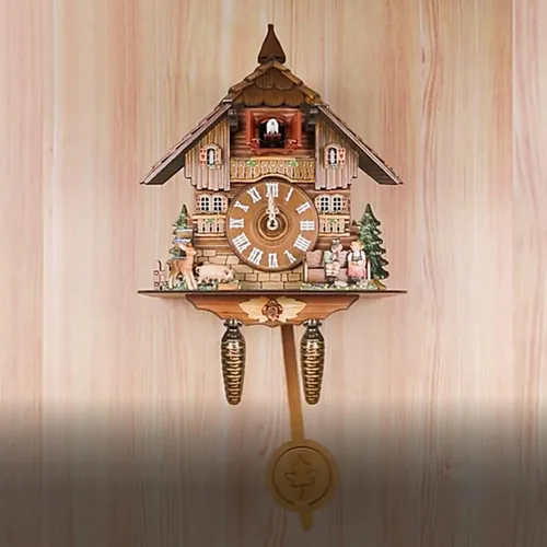 Miniatura 5 de LAPUTA Reloj de pared de madera preciso reloj colgante de madera estilo nórdico antiguo adornos decorativos para sala de estar 10