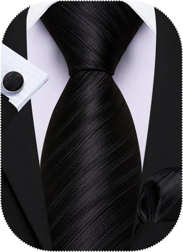 Miniatura 360 de Barry.Wang Juego de corbatas para hombre, corbata de seda a rayas, tejido a cuadros, gemelos formales, negocios, boda