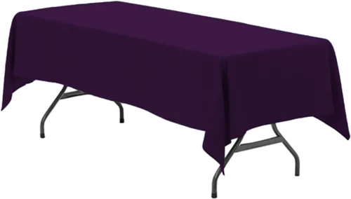 Miniatura 57 de Your Chair Covers - Mantel rectangular de poliéster de 90 x 132 pulgadas, color morado, mantel de boda sin costuras de alta calidad para mesas