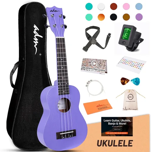 Miniatura 8 de ADM Ukelele para principiantes, kit de madera hawaiana para niños, adultos y estudiantes, pack profesional de ukalele con lecciones gratuitas, bolsa
