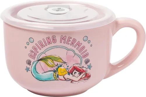 Miniatura 12 de Silver Buffalo Peanuts Snoopy and Woodstock Did Someone Say Food - Taza de cerámica para sopa con tapa de plástico ventilada, 24 onzas Maní