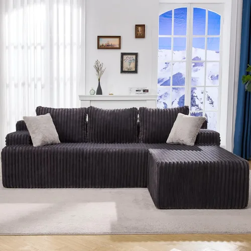 Miniatura 23 de Hobestluk Sofá modular modular sin hueso, sofá en forma de L, sofá modular de 3 asientos, sofá modular de espuma viscoelástica para muebles de sala