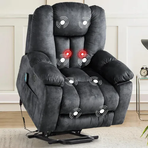 Miniatura 9 de CANMOV Silla reclinable eléctrica con masaje y calor para adultos mayores, reclinables anchos y tapizados, mecanismo de movimiento reclinable