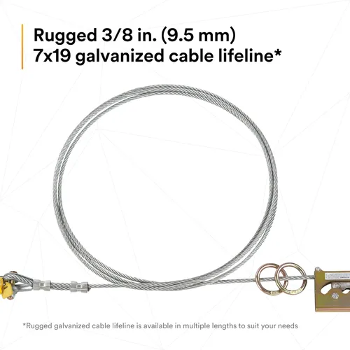 Miniatura 5 de 3M DBI-SALA Sayfline 7602090 Sistema de línea de vida horizontal, cable de 90 pies con terminación Wedgegrip, tensor de tensor, absorbente