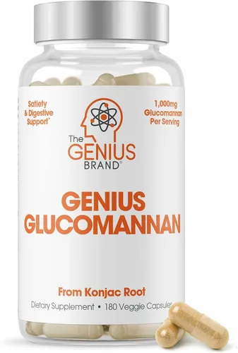 The Genius Brand Genius Glucomanano - Cápsulas de glucomanano para la salud digestiva, apoyo de energía y saciedad, fibra natural para comodidad